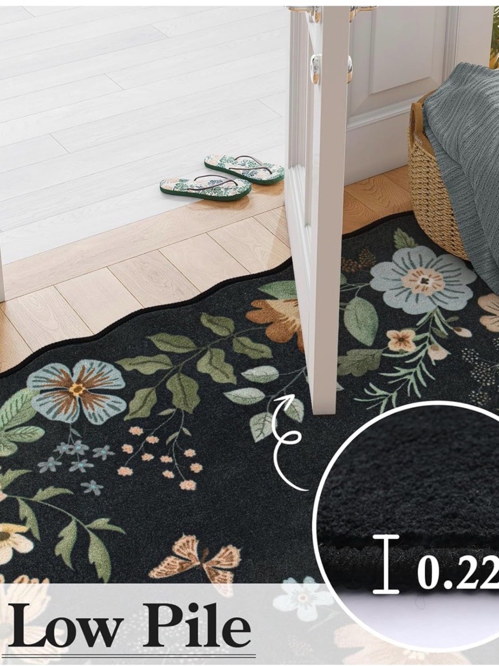 Lahome Floral Runner Rug for Hallways, 2'6''x8' Kitchen Runner Non Slip 055 - Picture 5 of 5